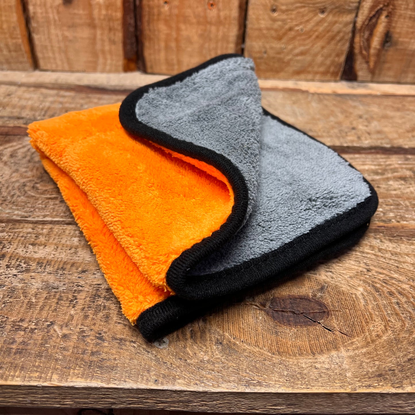 1 Pack- Dense Pile Luxurious Microfibre Towel Orange/Grey 45x38cm - Interior / Exterior Cloth