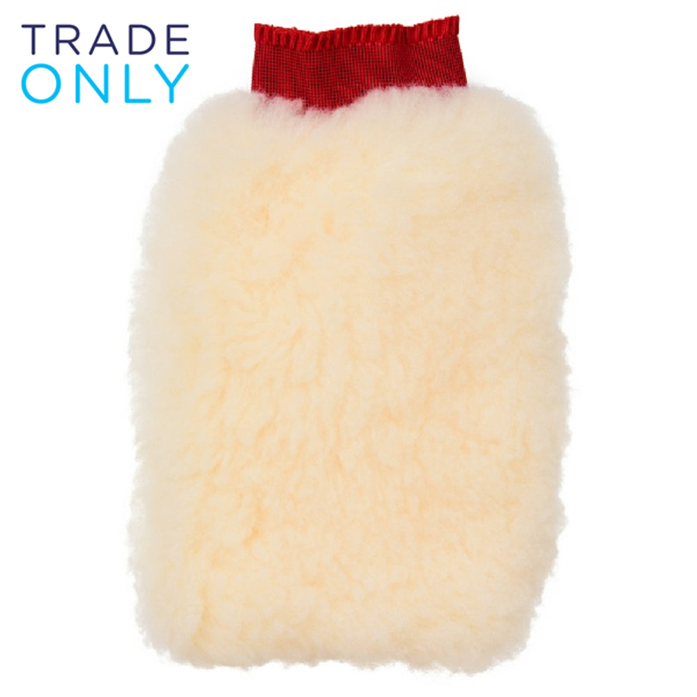 Wash Mitt (Value Range) Synthetic Wool White With Red Cuff